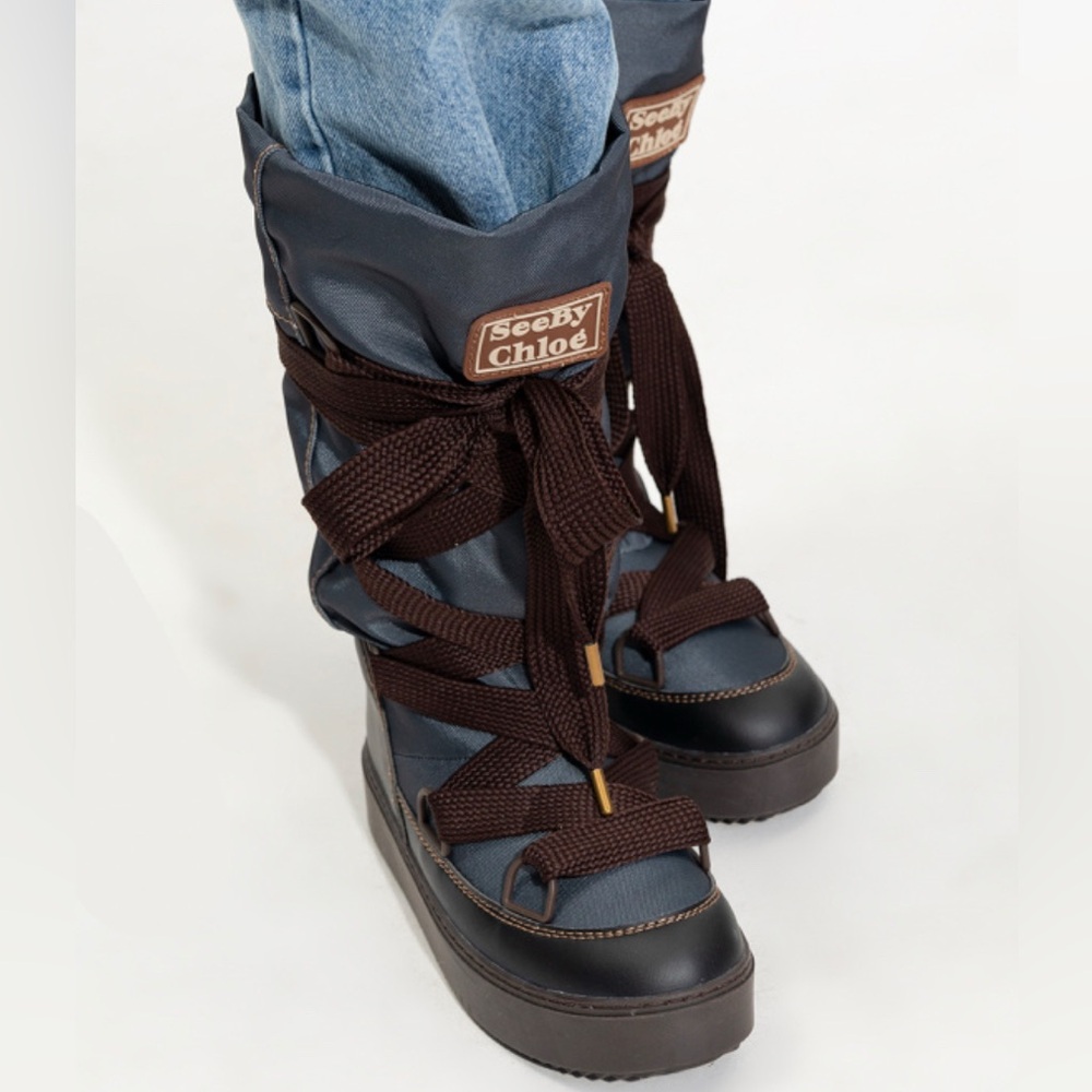 See by Chloé Navy Snow Boots